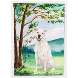 Under the Tree White Staffie Bull Terrier Flag Canvas House Size