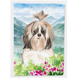 Mountain Flowers Shih Tzu Flag Canvas House Size