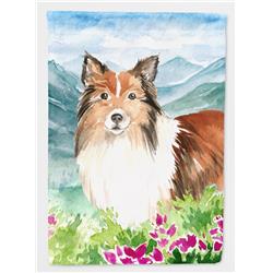 Mountain Flowers Sheltie Flag Canvas House Size