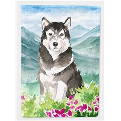 Mountain Flowers Alaskan Malamute Flag Canvas House Size