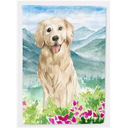 Mountain Flowers Golden Retriever Flag Canvas House Size