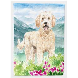 Mountain Flowers Goldendoodle Flag Canvas House Size