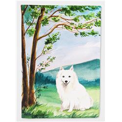 Under the Tree Japanese Spitz Flag Canvas House Size