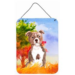 Fall Red Staffordshire Bull Terrier Wall or Door Hanging Prints