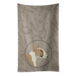 Picture of Carolines Treasures CK2175KTWL Fawn & White Bull Terrier in the Kitchen Kitchen Towel