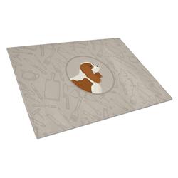 Picture of Carolines Treasures CK2176LCB Cavalier Spaniel in the Kitchen Glass Cutting Board - Large