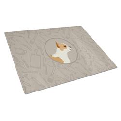Picture of Carolines Treasures CK2177LCB Chihuahua in the Kitchen Glass Cutting Board - Large