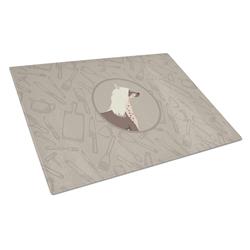 Picture of Carolines Treasures CK2178LCB Chinese Crested in the Kitchen Glass Cutting Board - Large