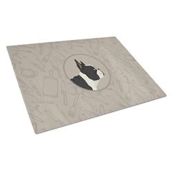 Picture of Carolines Treasures CK2186LCB French Bulldog in the Kitchen Glass Cutting Board - Large