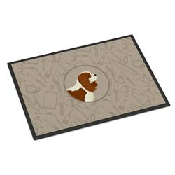 18 x 27 in. Cavalier Spaniel in the Kitchen Indoor or Outdoor Mat