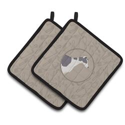 Picture of Carolines Treasures CK2190PTHD Greyhound In the Kitchen Pair of Pot Holders