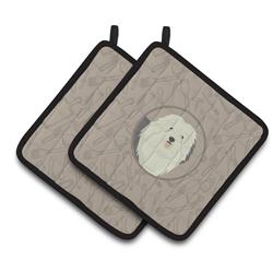 Picture of Carolines Treasures CK2199PTHD Old English Sheepdog In the Kitchen Pair of Pot Holders