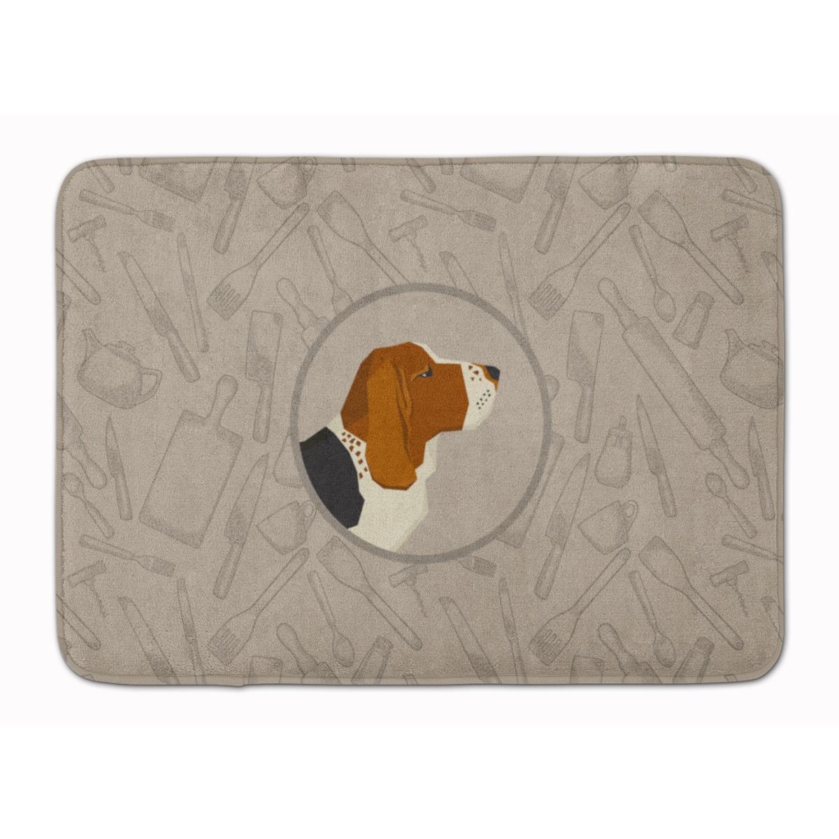 Basset Hound in the Kitchen Machine Washable Memory Foam Mat