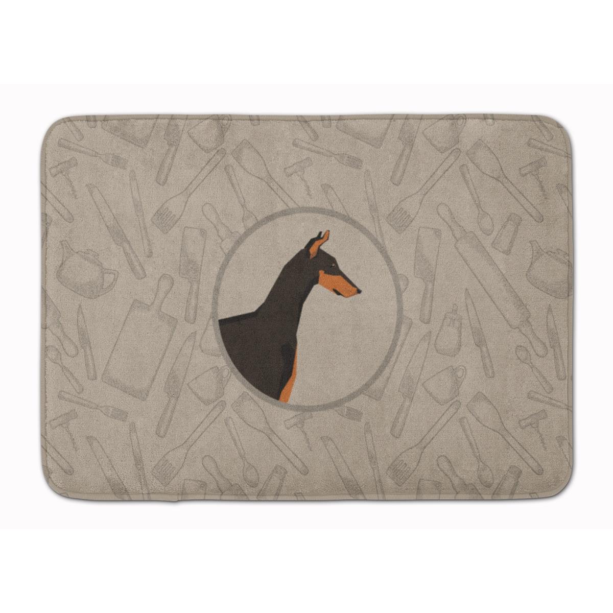 CK2182RUG Doberman Pinscher in the Kitchen Machine Washable Memory Foam Mat