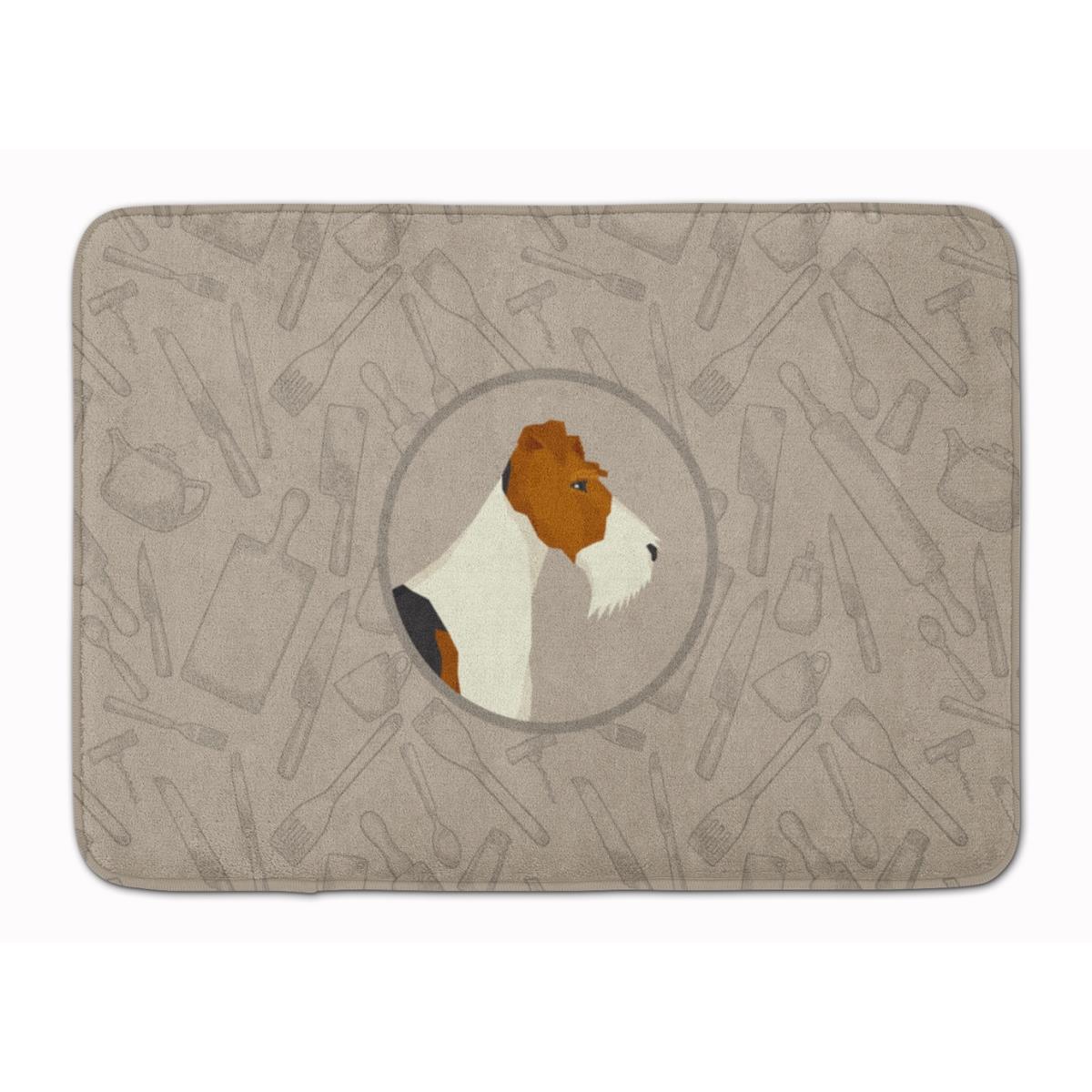 CK2185RUG Fox Terrier in the Kitchen Machine Washable Memory Foam Mat
