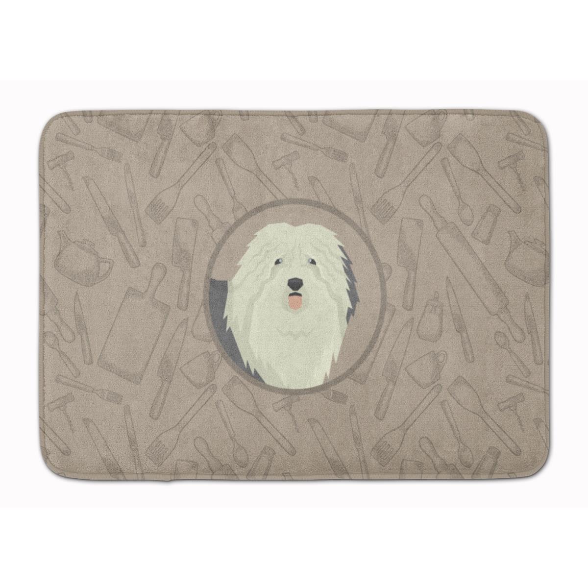 CK2199RUG Old English Sheepdog in the Kitchen Machine Washable Memory Foam Mat