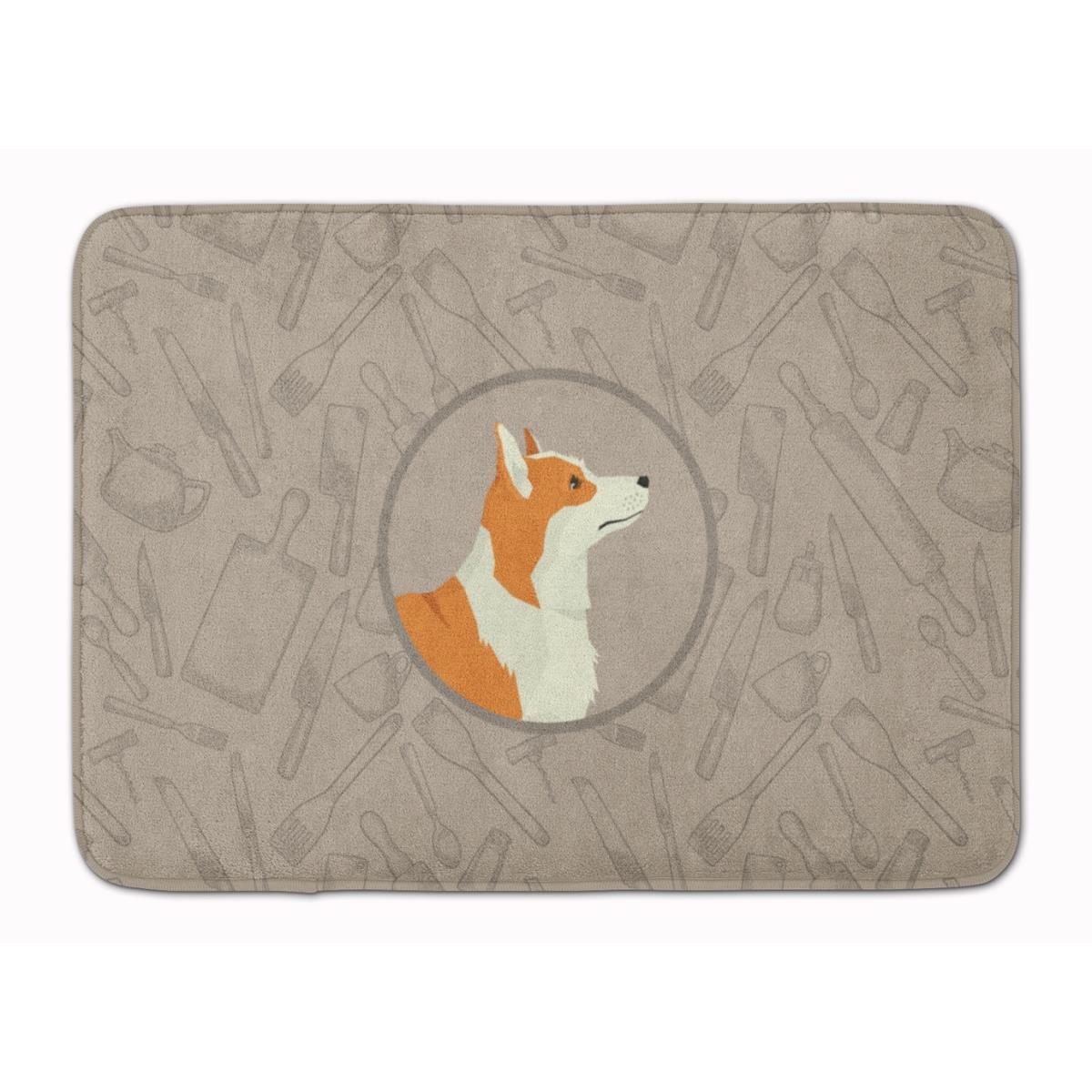 CK2201RUG Pembroke Corgi in the Kitchen Machine Washable Memory Foam Mat