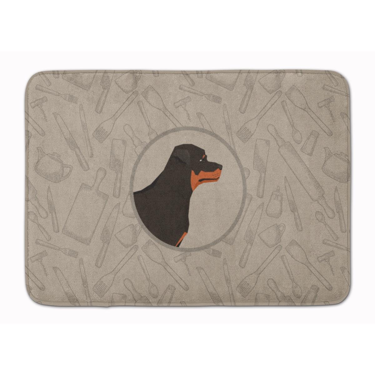 CK2205RUG Rottweiler in the Kitchen Machine Washable Memory Foam Mat