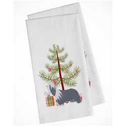 Picture of Carolines Treasures BB2935WTKT Bearded Collie Dog Merry Christmas Tree White Kitchen Towel - Set of 2
