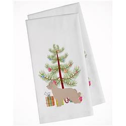 Picture of Carolines Treasures BB2936WTKT Pyrenean Shepherd Dog Merry Christmas Tree White Kitchen Towel - Set of 2
