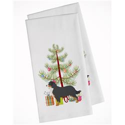Picture of Carolines Treasures BB2937WTKT Bernese Mountain Dog Merry Christmas Tree White Kitchen Towel - Set of 2