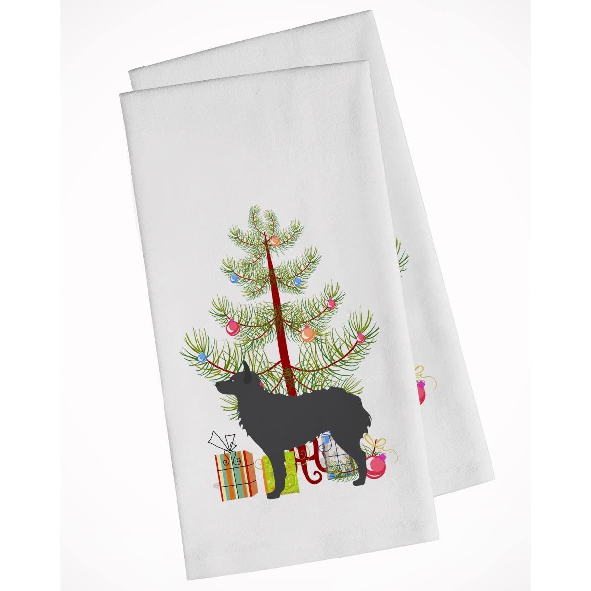 Picture of Carolines Treasures BB2939WTKT Croatian Sheepdog Merry Christmas Tree White Kitchen Towel - Set of 2