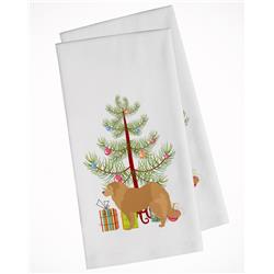 Picture of Carolines Treasures BB2943WTKT Caucasian Shepherd Dog Merry Christmas Tree White Kitchen Towel - Set of 2