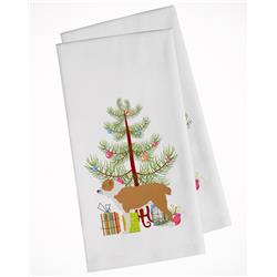 Picture of Carolines Treasures BB2946WTKT Central Asian Shepherd Dog Merry Christmas Tree White Kitchen Towel - Set of 2