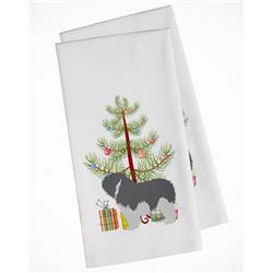 Picture of Carolines Treasures BB2950WTKT Polish Lowland Sheepdog Dog Merry Christmas Tree White Kitchen Towel - Set of 2