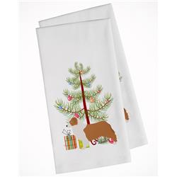 Picture of Carolines Treasures BB2951WTKT Australian Shepherd Dog Merry Christmas Tree White Kitchen Towel - Set of 2