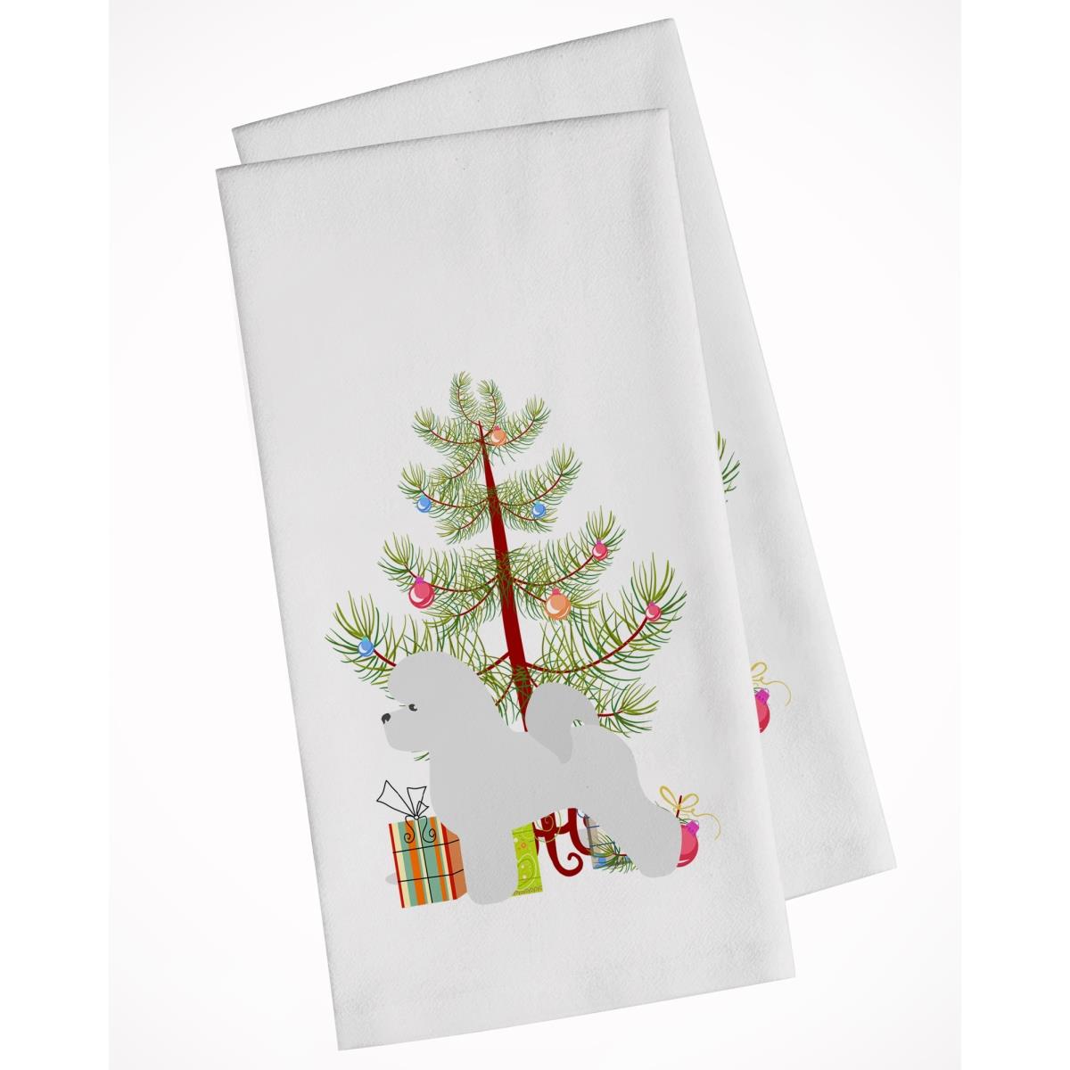 Picture of Carolines Treasures BB2963WTKT Bichon Frise Merry Christmas Tree White Kitchen Towel - Set of 2