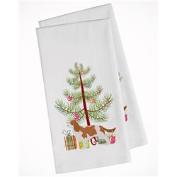 Picture of Carolines Treasures BB2967WTKT Cavalier King Charles Spaniel Merry Christmas Tree White Kitchen Towel - Set of 2