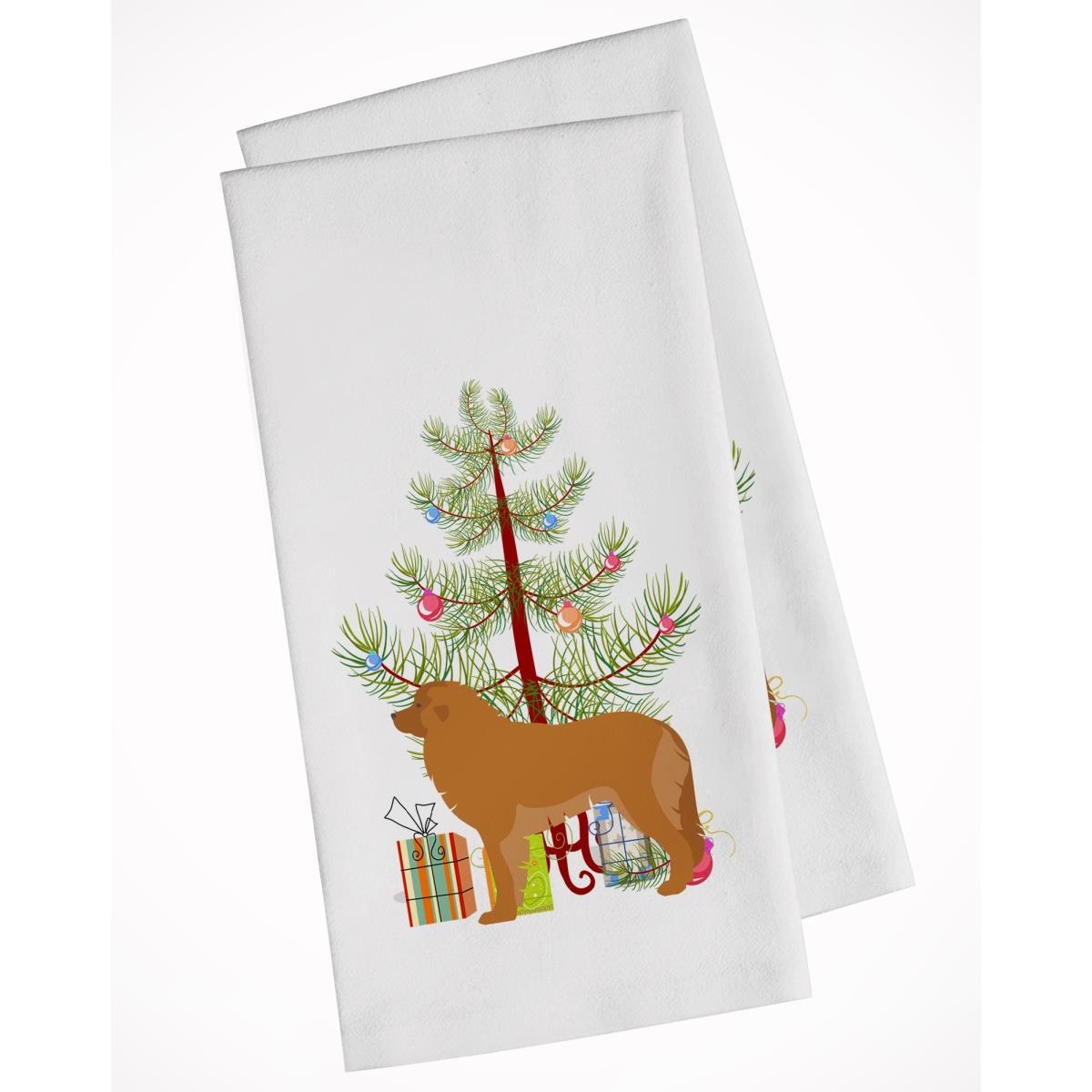 Picture of Carolines Treasures BB2976WTKT Leonberger Merry Christmas Tree White Kitchen Towel - Set of 2