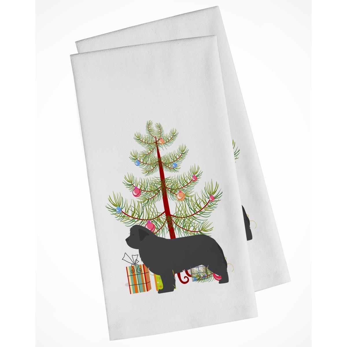 Picture of Carolines Treasures BB2982WTKT Newfoundland Merry Christmas Tree White Kitchen Towel - Set of 2
