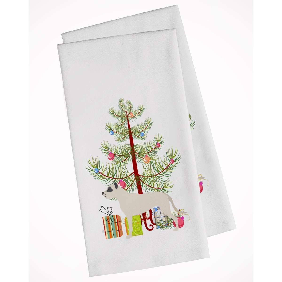 Picture of Carolines Treasures BB2985WTKT Dogo Argentino Merry Christmas Tree White Kitchen Towel - Set of 2