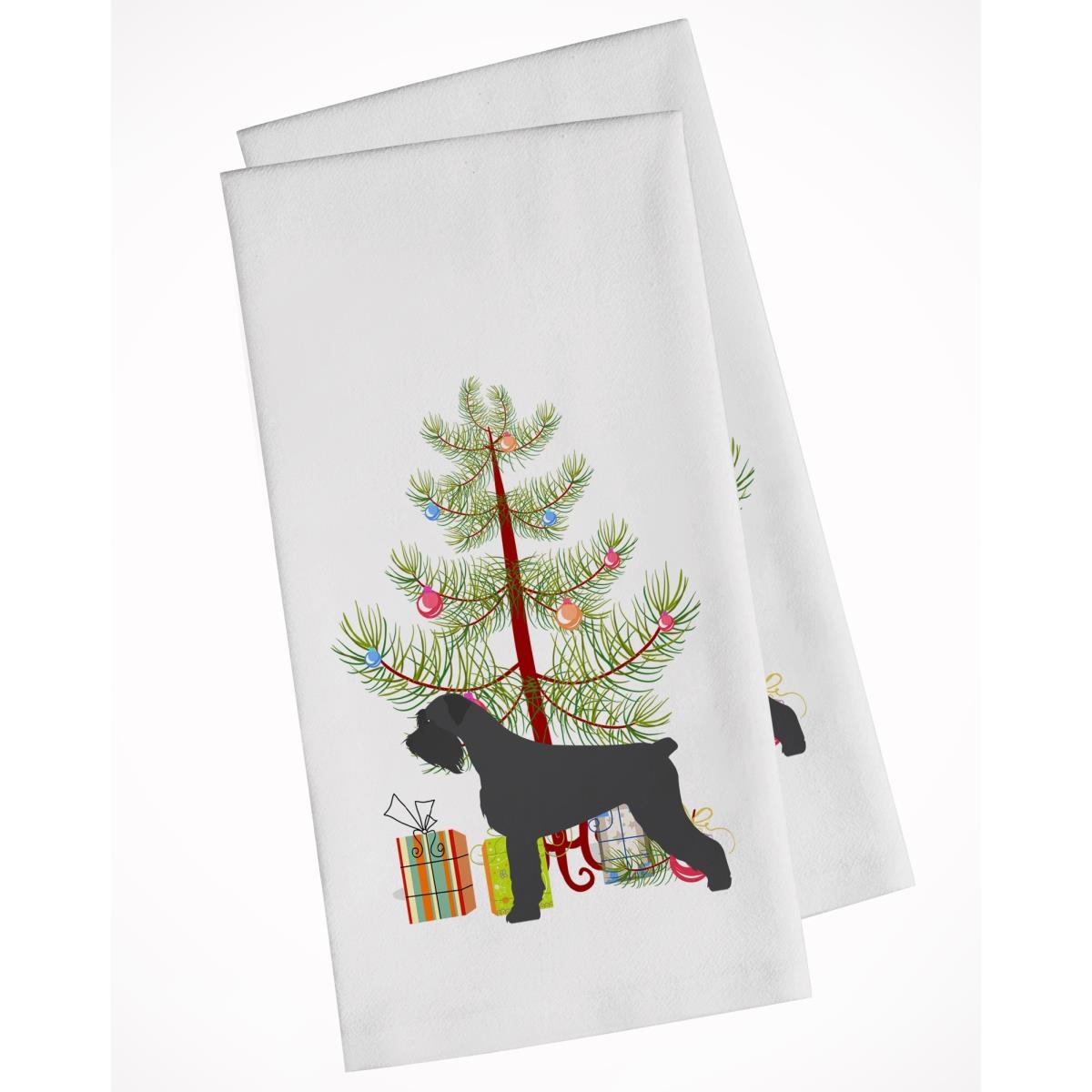 Picture of Carolines Treasures BB2991WTKT Giant Schnauzer Merry Christmas Tree White Kitchen Towel - Set of 2