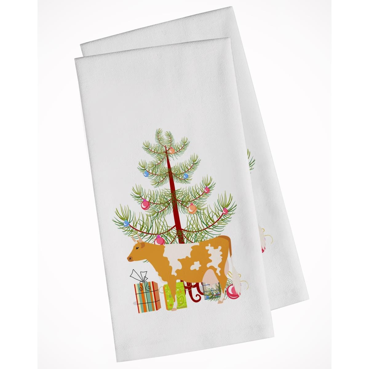 Picture of Carolines Treasures BB9188WTKT Guernsey Cow Christmas White Kitchen Towel - Set of 2