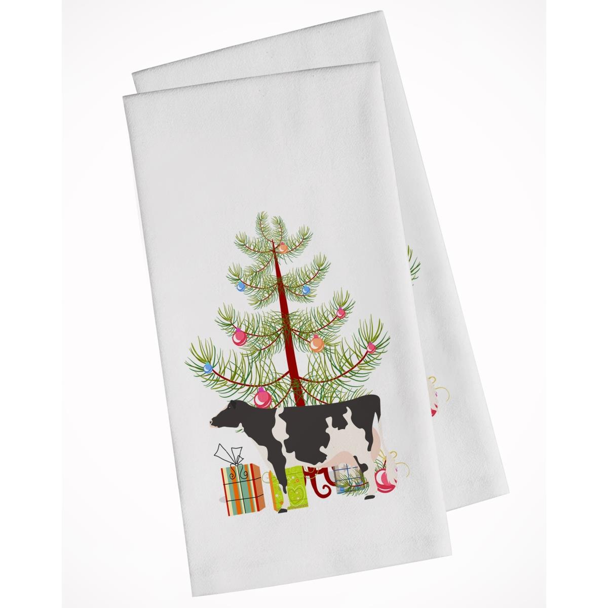 Picture of Carolines Treasures BB9189WTKT Holstein Cow Christmas White Kitchen Towel - Set of 2