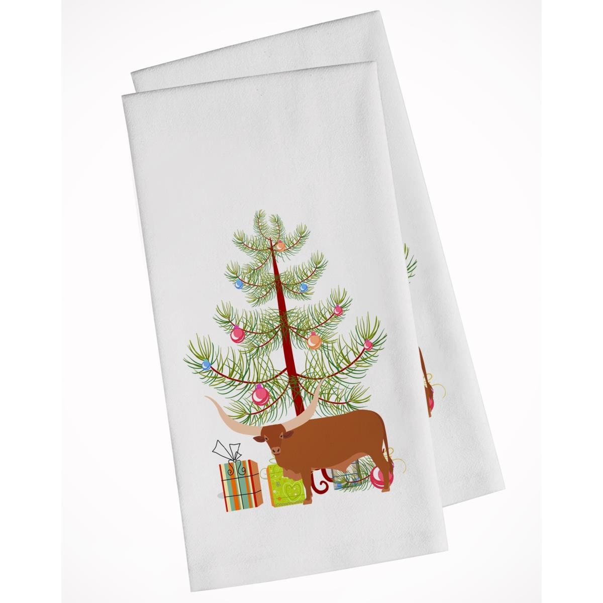 Picture of Carolines Treasures BB9190WTKT Ankole-Watusu Cow Christmas White Kitchen Towel - Set of 2