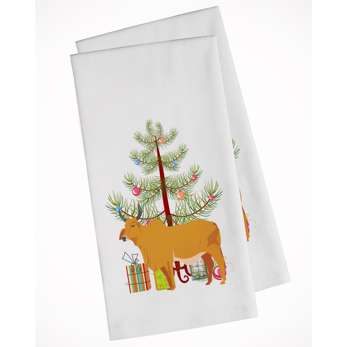Picture of Carolines Treasures BB9192WTKT Zebu Indicine Cow Christmas White Kitchen Towel - Set of 2