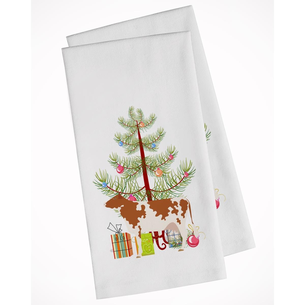 Picture of Carolines Treasures BB9194WTKT Ayrshire Cow Christmas White Kitchen Towel - Set of 2