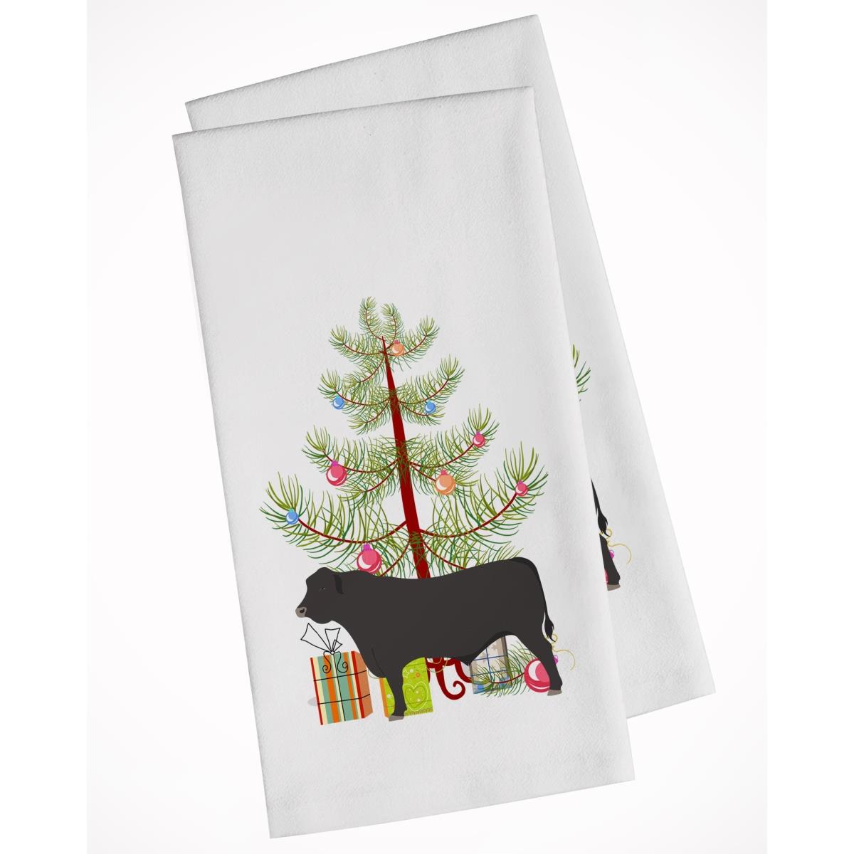 Picture of Carolines Treasures BB9195WTKT Black Angus Cow Christmas White Kitchen Towel - Set of 2