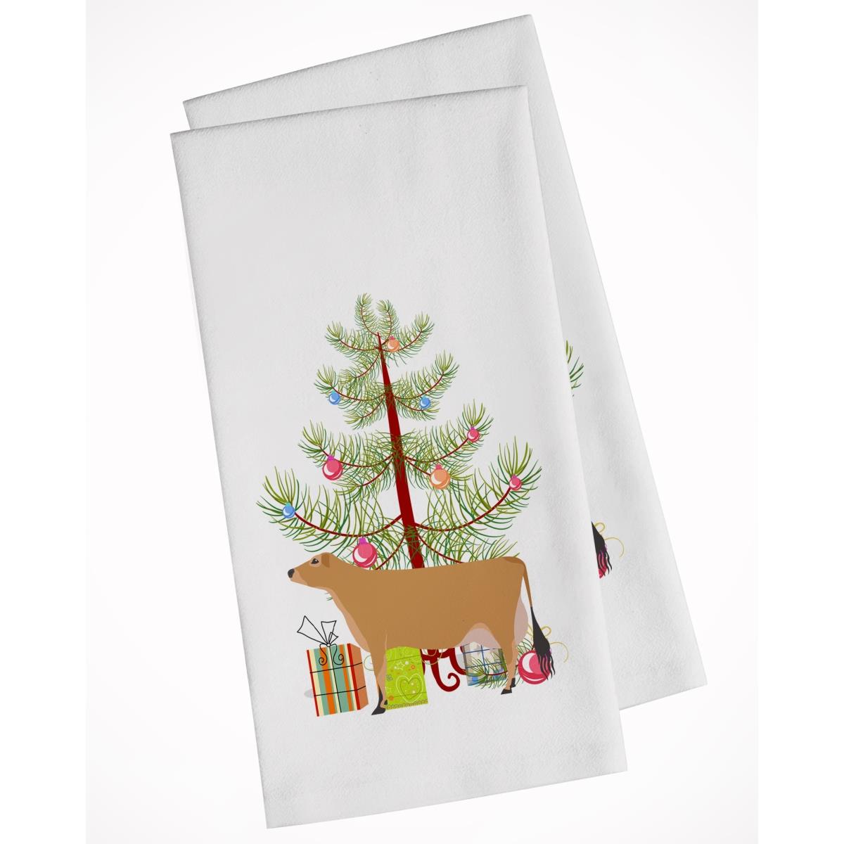 Picture of Carolines Treasures BB9196WTKT Jersey Cow Christmas White Kitchen Towel - Set of 2
