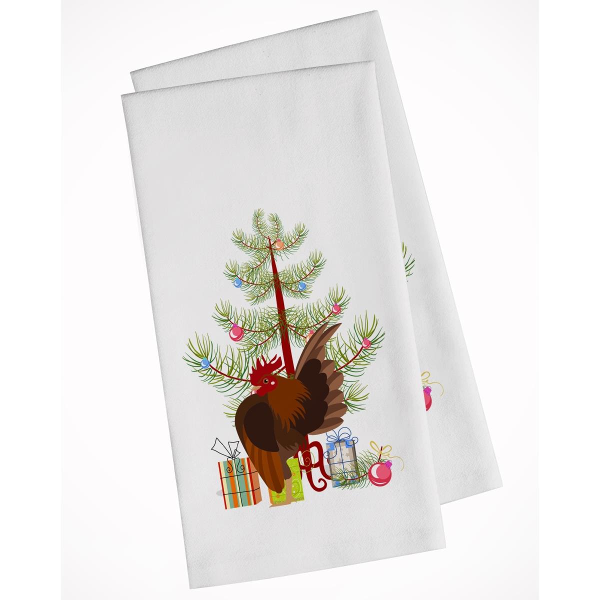 Picture of Carolines Treasures BB9209WTKT Malaysian Serama Chicken Christmas White Kitchen Towel - Set of 2