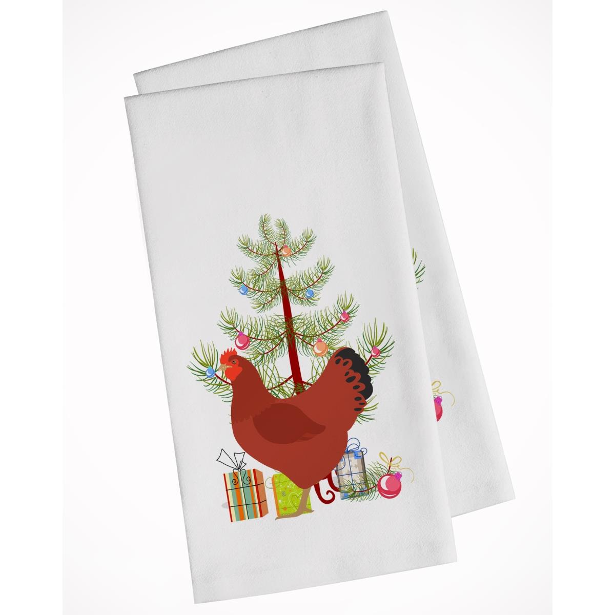 Picture of Carolines Treasures BB9210WTKT New Hampshire Red Chicken Christmas White Kitchen Towel - Set of 2