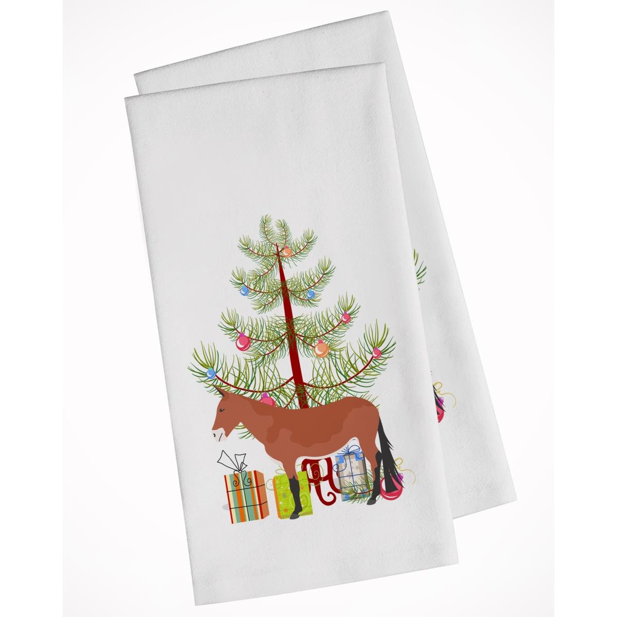 Picture of Carolines Treasures BB9212WTKT Mule Christmas White Kitchen Towel - Set of 2