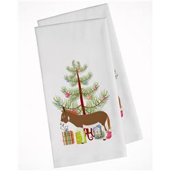 Picture of Carolines Treasures BB9214WTKT Miniature Mediterranian Donkey Christmas White Kitchen Towel - Set of 2