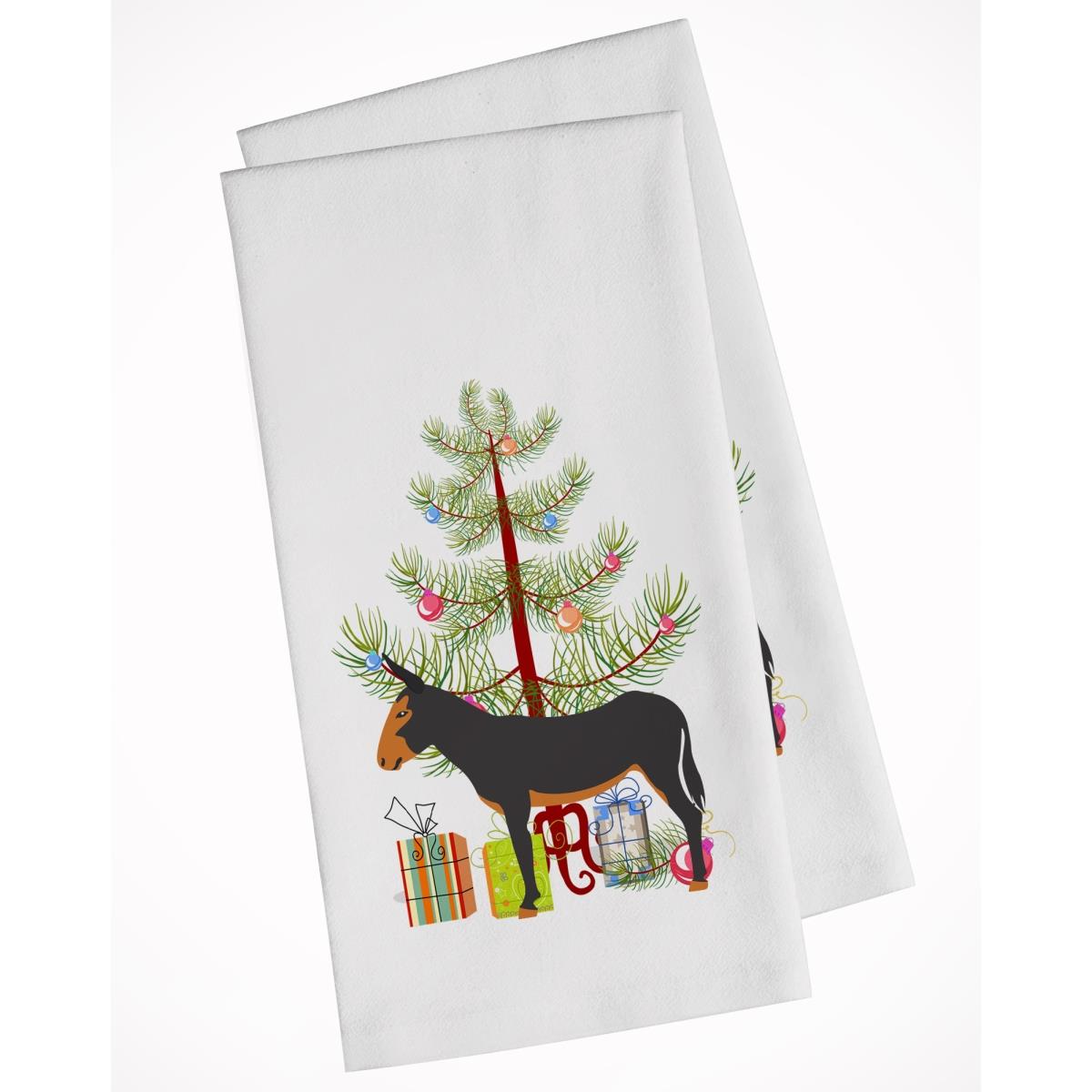 Picture of Carolines Treasures BB9222WTKT Catalan Donkey Christmas White Kitchen Towel - Set of 2