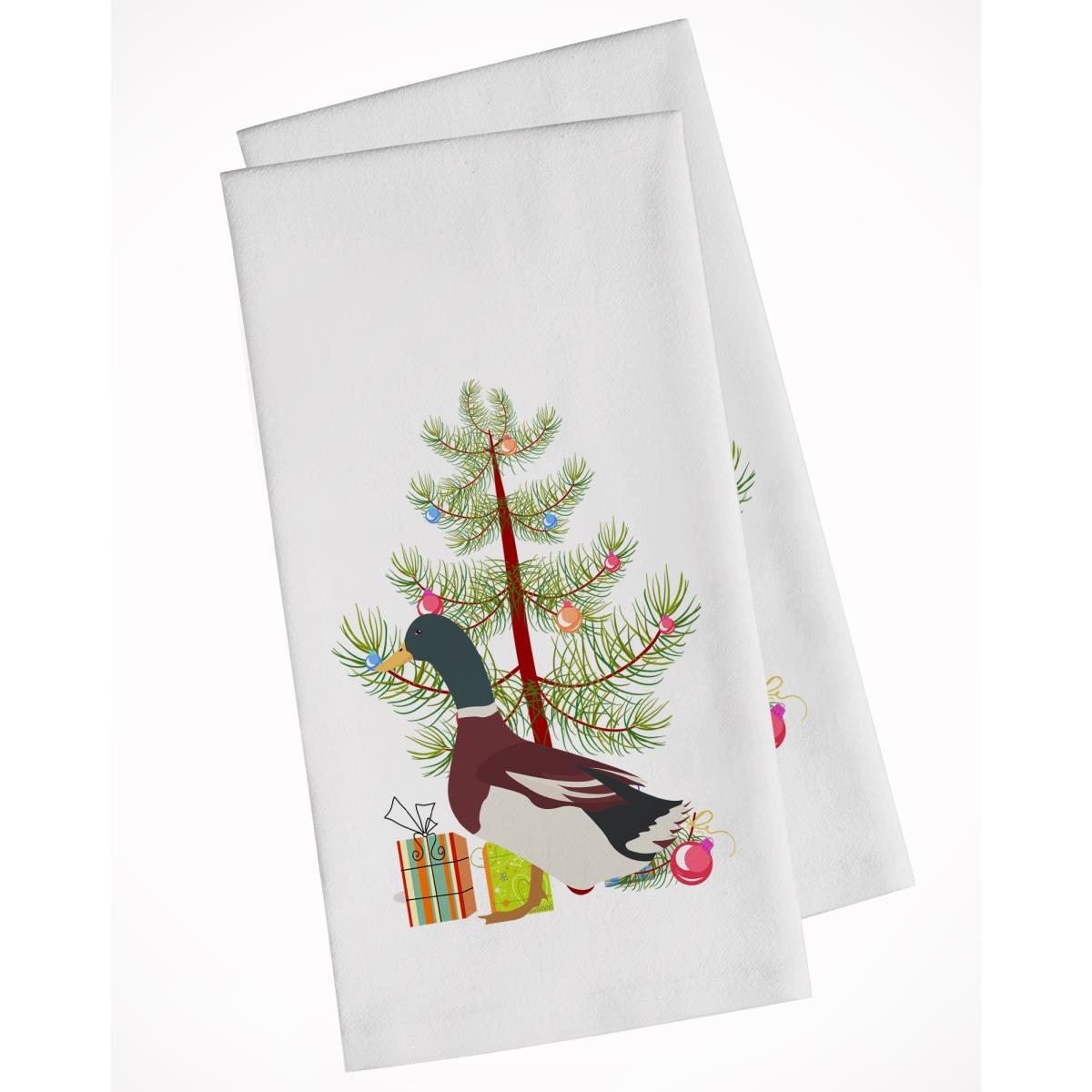 Picture of Carolines Treasures BB9223WTKT Rouen Duck Christmas White Kitchen Towel - Set of 2