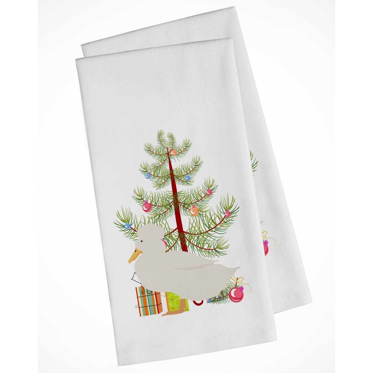 Picture of Carolines Treasures BB9224WTKT Crested Duck Christmas White Kitchen Towel - Set of 2
